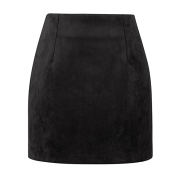 IDEALSANXUN Black Suede Skirts for Women 2023 Fall Winter Fashion Outfits Corduroy Velvet High Waist...