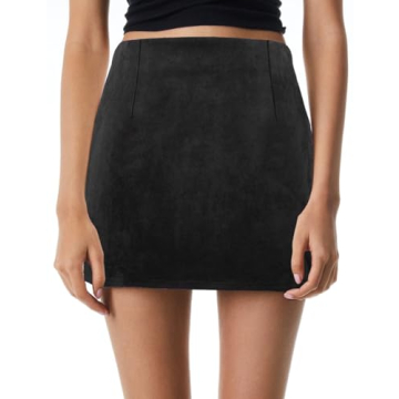 IDEALSANXUN Black Suede Skirt for Women - Fall/Winter Fashion