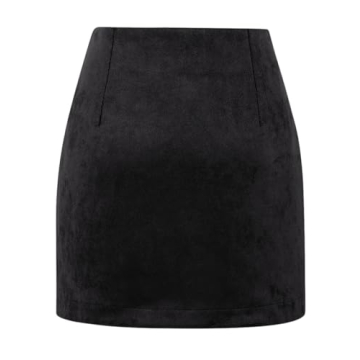 IDEALSANXUN Black Suede Skirt for Women - Fall/Winter Fashion