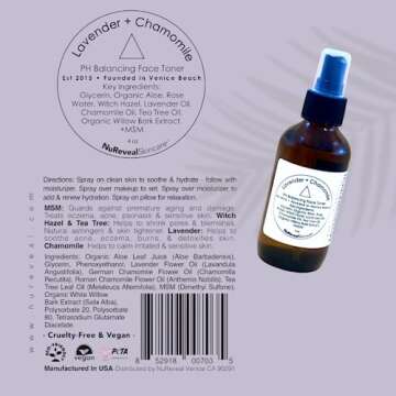 NuReveal Skincare - PH Balancing Facial Toner with Blend of Essential Oils Including Witch Hazel, Tea Tree, Lavender and Chamomile, Cruelty-Free & Vegan – Pack of 1, 4 oz