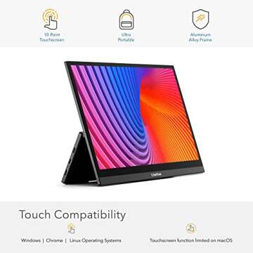 SideTrak Solo Pro 13” Touchscreen Portable Monitor for Laptop | 1080p LED Small Laptop Screen Extender | Kickstand | 10ms Response Time | 60Hz Refresh Rate | USb-C, Mini-HD | 1.6 lbs Travel Monitor