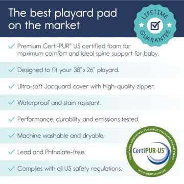 hiccapop Playpen Mattress Pad - 1.0" Thick Playard Mattress Topper for Pack and Play with Washable Cover and Carry Bag