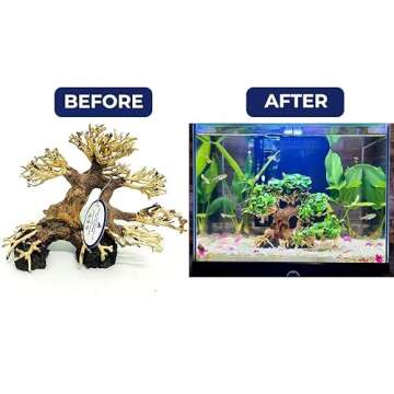 THATUWOOD Bonsai Driftwood Aquarium Tree (8in H x 6in L), Handcrafted Fish Tank Decoration | Easy to...