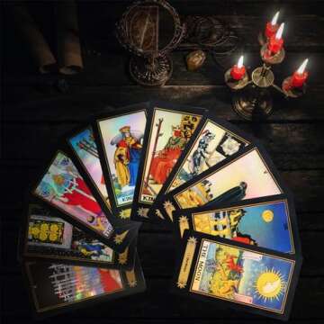 Smoostart 78 Tarot Cards with Guidebook, Holographic Tarot Cards Deck Future Telling Game with Color...