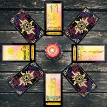 Smoostart 78 Tarot Cards with Guidebook, Holographic Tarot Cards Deck Future Telling Game with Colorful Box