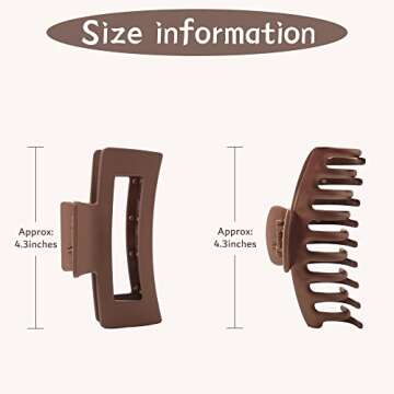 2 Pack Hair Claw Clips Large Hair Clips for Thick Hair Strong Hold Matte Big Hair Jaw Clip Banana Cl...