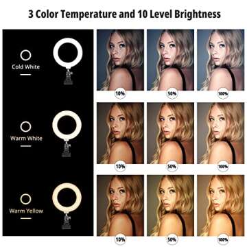 Video Conference Lighting, Aureday 6” Led Selfie Ring Light for Video Conference, Zoom Calls, Live Streaming, Photography, Online Teaching, Dimmable Webcam/Computer/Laptop/Desktop Light