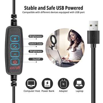 Video Conference Lighting, Aureday 6” Led Selfie Ring Light for Video Conference, Zoom Calls, Live Streaming, Photography, Online Teaching, Dimmable Webcam/Computer/Laptop/Desktop Light