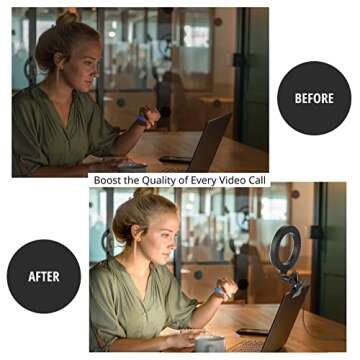 Video Conference Lighting, Aureday 6” Led Selfie Ring Light for Video Conference, Zoom Calls, Live Streaming, Photography, Online Teaching, Dimmable Webcam/Computer/Laptop/Desktop Light