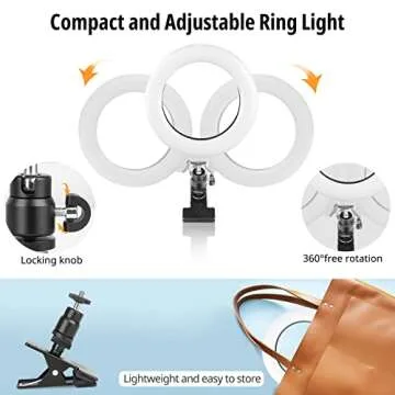 Video Conference Lighting, Aureday 6” Led Selfie Ring Light for Video Conference, Zoom Calls, Live Streaming, Photography, Online Teaching, Dimmable Webcam/Computer/Laptop/Desktop Light