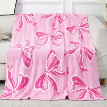 50" x 60" Bow Pattern Soft Cozy Fluffy Throw Blanket - Ideal Gift for Home Decor