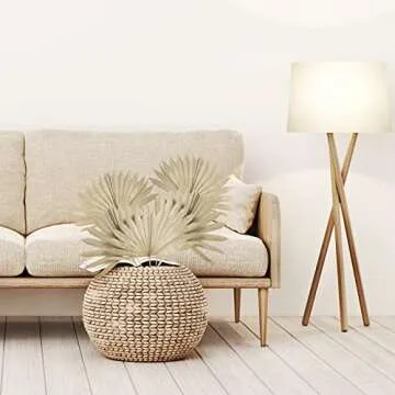 Chenkaiyang 10 Pieces Large Dried Palm Leaves Decor Sun Palm Natural Dried Palm Fans Dried Palm Spears Gold Palm Leaf Dried Plants for Boho Wedding Bouquets Home Leaf Party Decorations( 10 Pieces )