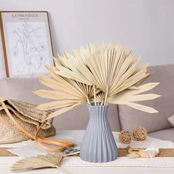 Chenkaiyang 10 Pieces Large Dried Palm Leaves Decor Sun Palm Natural Dried Palm Fans Dried Palm Spears Gold Palm Leaf Dried Plants for Boho Wedding Bouquets Home Leaf Party Decorations( 10 Pieces )