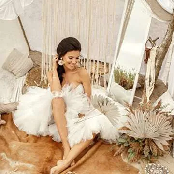 Chenkaiyang 10 Pieces Large Dried Palm Leaves Decor Sun Palm Natural Dried Palm Fans Dried Palm Spears Gold Palm Leaf Dried Plants for Boho Wedding Bouquets Home Leaf Party Decorations( 10 Pieces )