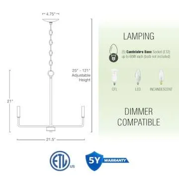 Kira Home Camille 5-Light Modern Chandelier for Elegant Spaces