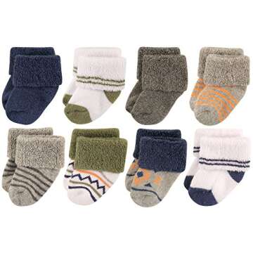 Luvable Friends Baby Boys Newborn Terry Socks - Cozy Aztec Design