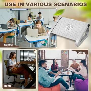 Beeveer 2 Pcs Foot Rest for Under Desk at Work, Adjustable 6 Heights Ergonomic Foot Rest for Under Desk with Massage Surface at Work, Under Desk Footrest for Office and Home Pressure Relief (Gray)