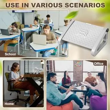 Beeveer 2 Pcs Foot Rest for Under Desk at Work, Adjustable 6 Heights Ergonomic Foot Rest for Under Desk with Massage Surface at Work, Under Desk Footrest for Office and Home Pressure Relief (Gray)
