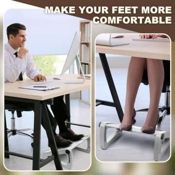 Beeveer 2 Pcs Foot Rest for Under Desk at Work, Adjustable 6 Heights Ergonomic Foot Rest for Under Desk with Massage Surface at Work, Under Desk Footrest for Office and Home Pressure Relief (Gray)