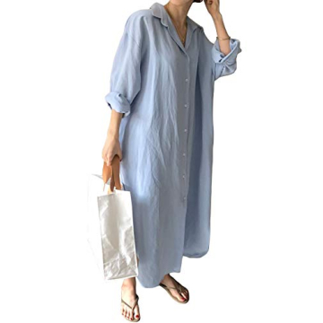 GGUHHU Women’s Oversized Button Down Cotton Dress