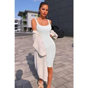 BEAGIMEG Women's Sexy Bodycon Dress - Elegant White Pencil Dress