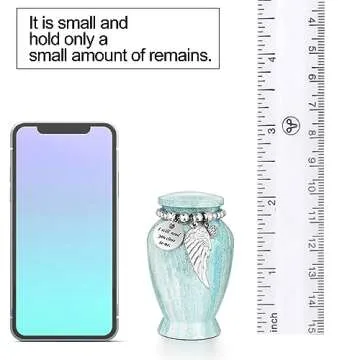 Small Urns for Human Ashes 2.85 Inch Mini Cremation Urns for Mom Dad Aluminum Keepsake Urns for Family Beautiful Mini Keepsake Sharing Urns-Lake Green
