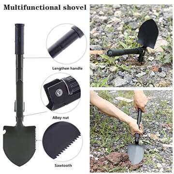 HAIPHAIK Emergency Roadside Kit for Car,Emergency Kits for Vehicles,Safety Kits for Cars, Car Jumper Cables Kit(11.8 Foot Upgrade) 124 Pcs,Tow Strap, Folding Survival Shovel,Car Tool Kit