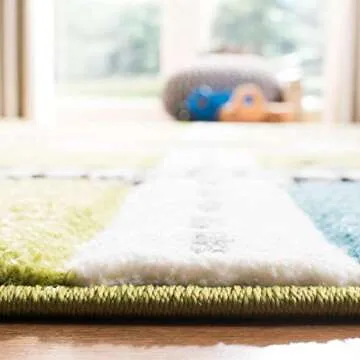 SAFAVIEH Carousel Kids Collection Area Rug - 5'3" x 7'6", Green & Ivory, Non-Shedding & Easy Care, Ideal for High Traffic Areas for Boys & Girls in Playroom, Nursery, Bedroom (CRK192Y)