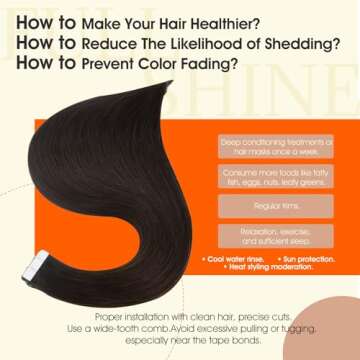 Full Shine Tape in Hair Extensions Remy Human Hair Invisible Skin Weft Color 2 Dark Brown Tape Hair Extensions Brazilian Hair 18 Inch 50 Gram Per Package 20 Pieces Seamless Human Hair Extensions