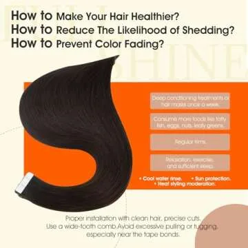 Full Shine Tape in Hair Extensions Remy Human Hair Invisible Skin Weft Color 2 Dark Brown Tape Hair Extensions Brazilian Hair 18 Inch 50 Gram Per Package 20 Pieces Seamless Human Hair Extensions