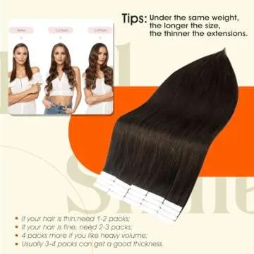 Full Shine Tape in Hair Extensions Remy Human Hair Invisible Skin Weft Color 2 Dark Brown Tape Hair Extensions Brazilian Hair 18 Inch 50 Gram Per Package 20 Pieces Seamless Human Hair Extensions
