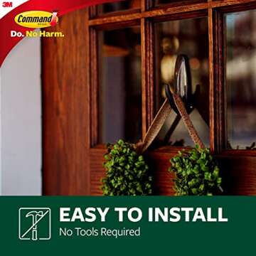 Command Outdoor Large Bronze Hooks, Holds up to 5 lb, 3 Hooks and 4 Command Strips, Damage Free Hanging Wall Hooks for Hanging Outdoor Wall Decor with Weather Resistant Strips