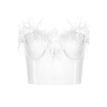 Women Feather Fur Trim Crop Top for Festivals