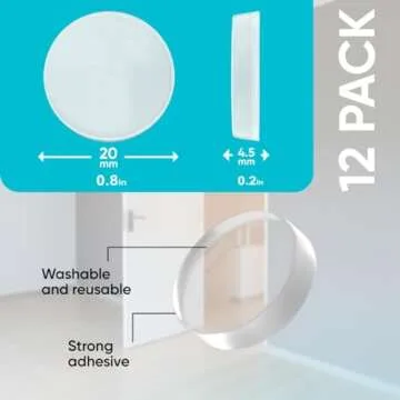 Strongest Home Door Handle Stopper Set, 12 Clear Bumpers