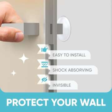 Strongest Home Door Handle Stopper Set, 12 Clear Bumpers