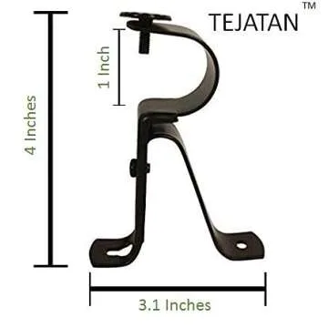 Curtain Rod Brackets - Black (Set of 2) -Adjustable (Also known as - Curtain rod Holder / Bracket for Drapery rod / Window Drapery rod bracket set for Draperies / adjustable curtain rod brackets)