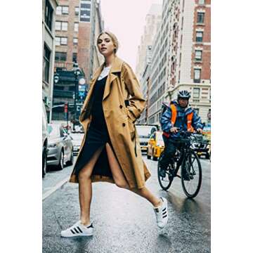 Avec Les Filles Women's Belted Cotton Mid Length Trench Coat with Color Block Panels