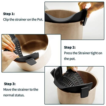 AUOON Clip-On Silicone Strainer for Easy Cooking