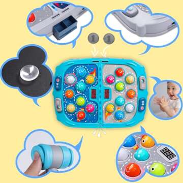 Whack Mole Game for Toddlers, 11x15 Inch Large Whacking Toy with Sound and Light, Interactive Pounding Toy for Kids, 9 Speeds for Beginners/The Skilled/Experts to Challenge, Toys for 3+ Year Old Boys