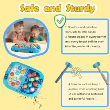 Whack Mole Game for Toddlers, 11x15 Inch Large Whacking Toy with Sound and Light, Interactive Pounding Toy for Kids, 9 Speeds for Beginners/The Skilled/Experts to Challenge, Toys for 3+ Year Old Boys