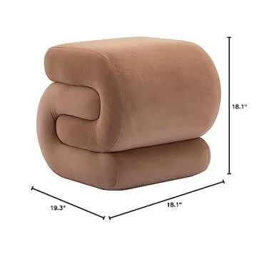 LETESA Modern Velvet Upholstered Ottoman, Exquisite Small End Table, Soft Foot Stool with S-Shape, Dressing Makeup Chair, Comfortable Seat for Living Room, Bedroom, Entrance (Coffee, S-Shape)