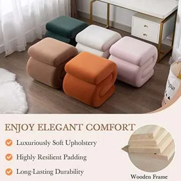 LETESA Modern Velvet Upholstered Ottoman, Exquisite Small End Table, Soft Foot Stool with S-Shape, Dressing Makeup Chair, Comfortable Seat for Living Room, Bedroom, Entrance (Coffee, S-Shape)