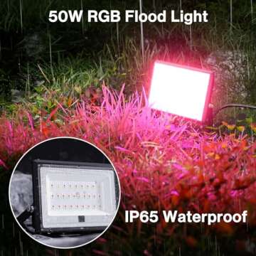 50W LED Flood Light Outdoor, 2700K Warm White RGB Flood Lights with Remote, DIY Color Changing Outdoor Lights, IP66 Waterproof Uplights for Events, Uplighting for Christmas, LED Stage Lights 2 Pack