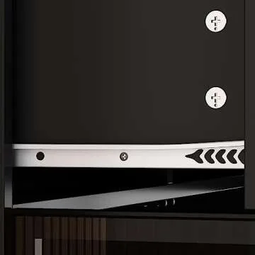 Hitow Tall Bookcase Bookshelf with Glass Doors and Lights, Large Display Shelf Organizer Set with Hutch, Library Bookshelf with 5-Tier Shelves & Drawers, for Living Room Home Office, Black (110.2" W)