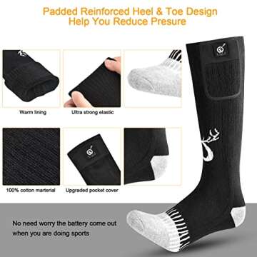 SNOW DEER Upgraded Rechargeable Electric Heated Socks,7.4V 2216mAh Battery Powered Cold Weather Heat Socks for Men Women,Outdoor Riding Camping Hiking Motorcycle Skiing Warm Winter Socks