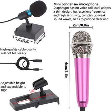 4Pcs Mini Microphone Mini Karaoke Microphone for Voice Recording, Portable Microphone Chatting and S...
