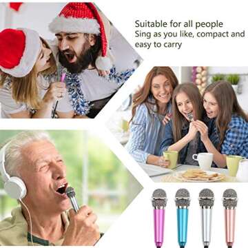 4Pcs Mini Microphone Mini Karaoke Microphone for Voice Recording, Portable Microphone Chatting and Singing Compatible with Smartphone iPhone, iPad, Laptop