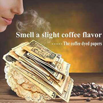 Vilikya Vintage Junk Journal Supplies, Coffee Dyed Decoupage Paper for Scrapbook Embellishments, Cra...