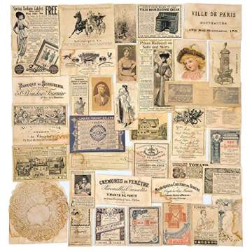 Vilikya Vintage Junk Journal Supplies, Coffee Dyed Decoupage Paper for Scrapbook Embellishments, Craft Paper for Journaling Accessories, Aged Bill Old Photo Mixed Media for TN, Bullet Journals 41pcs