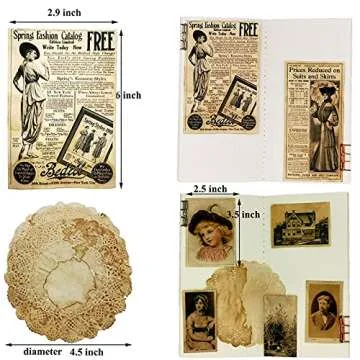 Vilikya Vintage Junk Journal Supplies, Coffee Dyed Decoupage Paper for Scrapbook Embellishments, Craft Paper for Journaling Accessories, Aged Bill Old Photo Mixed Media for TN, Bullet Journals 41pcs